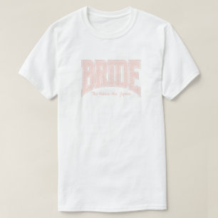 Camiseta Noiva Floral Miúda Rosa BRIDE Noivado 