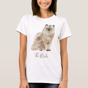 Camiseta Noiva Gatinho Floral Aquarela Caprichosa
