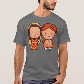 Camiseta Noiva indiana bonita em vestuário tradicional para