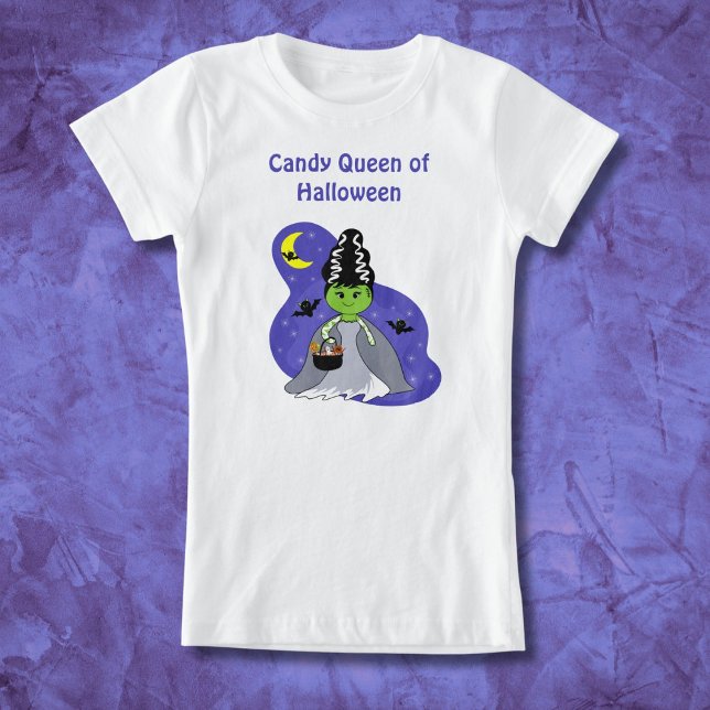 Camiseta Noiva Kawaii de Frankenstein no Halloween com Doce (Criador carregado)