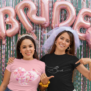 Camiseta Noiva Moderna Tipografia de Letra Elegante Casamen