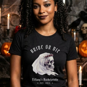 Camiseta Noiva ou Morra Crânio de Esqueleto Halloween Despe