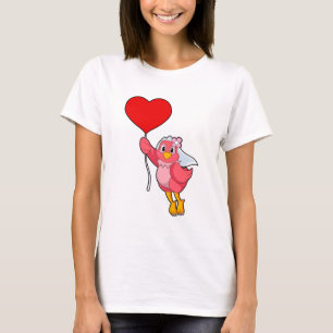 Camiseta Noiva Pássaro com Véu e Balão em Forma de Coração