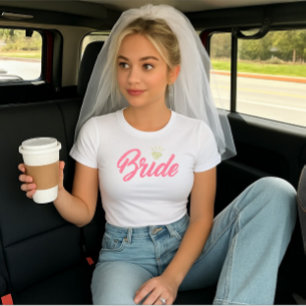 Camiseta Noiva Personalizada Moderna Nome Rosa Diamante Bri