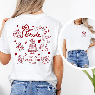 Camiseta Noiva Personalizada Vermelha Coquette Festa de Des