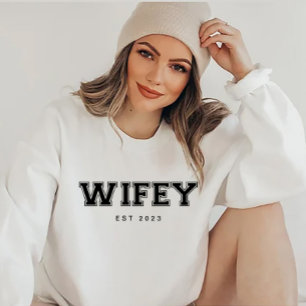 Camiseta Noiva personalizada Wifey/Hubby, Branca de present