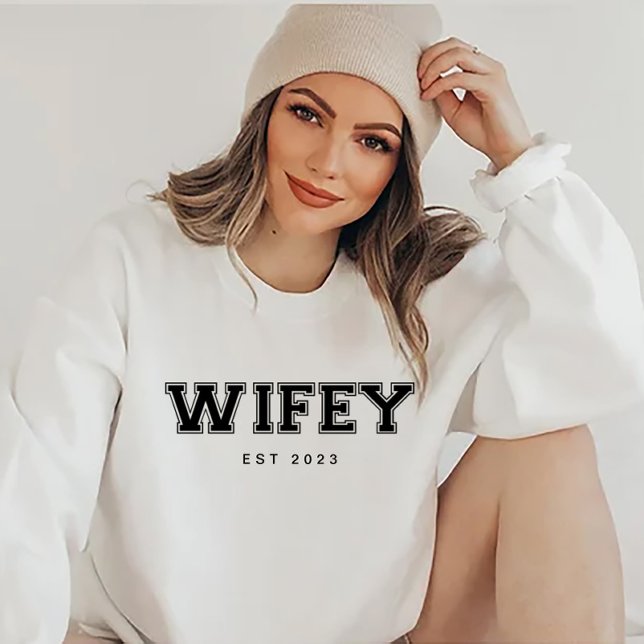 Camiseta Noiva personalizada Wifey/Hubby, Branca de present (Criador carregado)