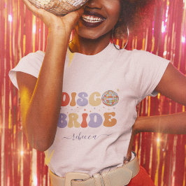 Camiseta Noiva Retro Disco & Nome Festa de Solteira 70s