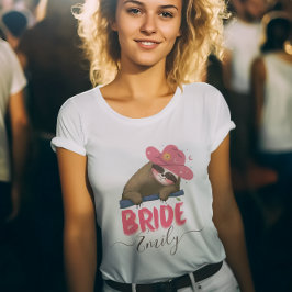 Camiseta Noiva Retro Sloth Groovy Nome Personalizado Bachel