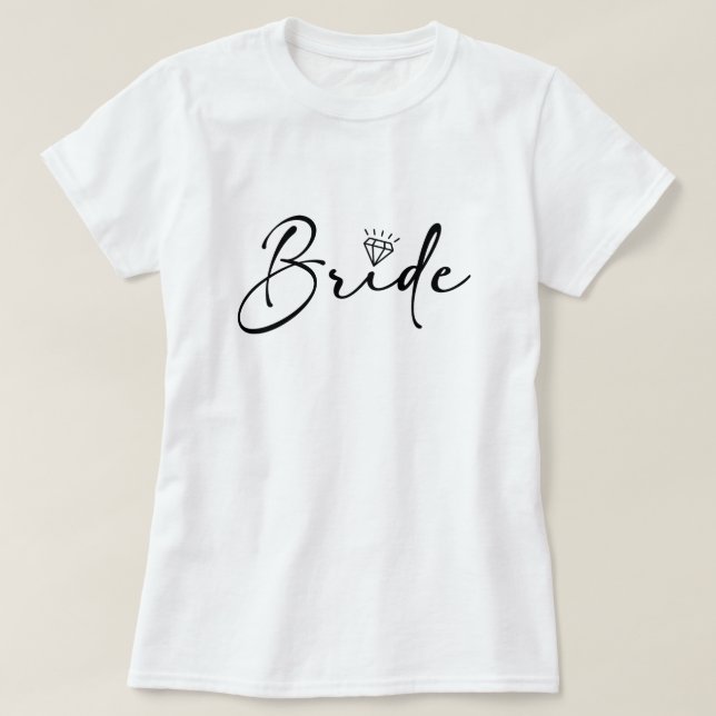Camiseta Noiva Script Casamento Diamante  (Frente do Design)