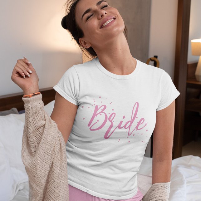 Camiseta Noiva Simples Roteiro Caligrafia Fofo (Whimsical Calligraphy Script Bride T-Shirt.)