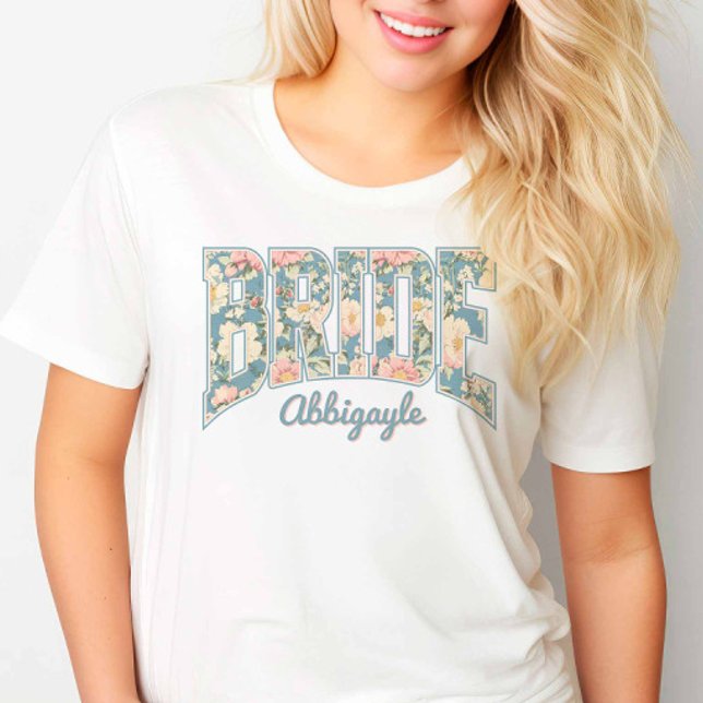 Camiseta NOIVA Skyline Azul Floral Retrô (Criador carregado)