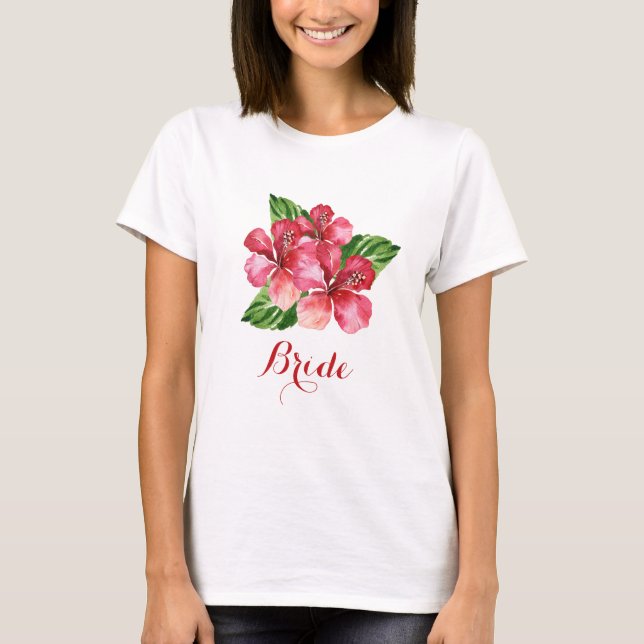 Camiseta Noiva Tropical Botânica, Hibiscus (Frente)