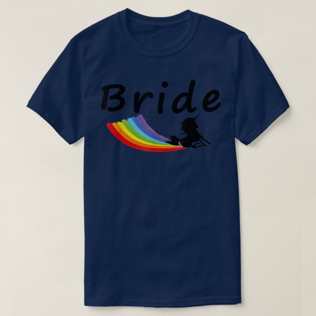 Camiseta Noiva Unicórnio Arco-íris Gay LGBT Engraçado  (Frente do Design)