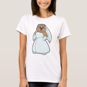 Camiseta Noiva Urso com Coroa de Flores