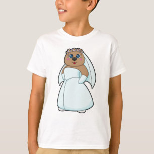 Camiseta Noiva Urso com Coroa de Flores