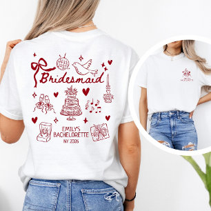 Camiseta Noiva Vermelha Personalizada Dama de Honra Festa d
