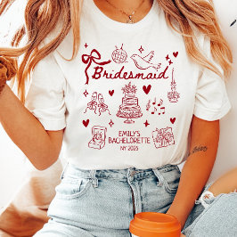 Camiseta Noiva Vermelha Personalizada Dama de Honra Festa d