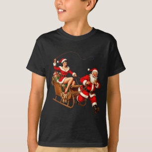 Camiseta Noiva Vintage Garota Papai Noel Trenó Natal Divert