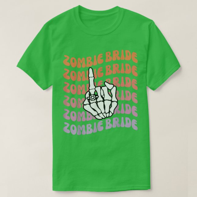 Camiseta Noiva Zumbi Até que a Morte Nos Separe Despedida d (Frente do Design)