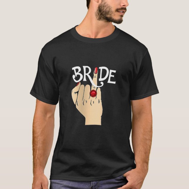 Camiseta Noivado de Lua de Honra de Casamento Finger Ring F (Frente)