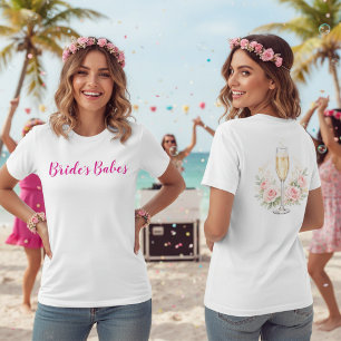 Camiseta Noivas Bebês Champanhe Rosa Festa de Despedida de