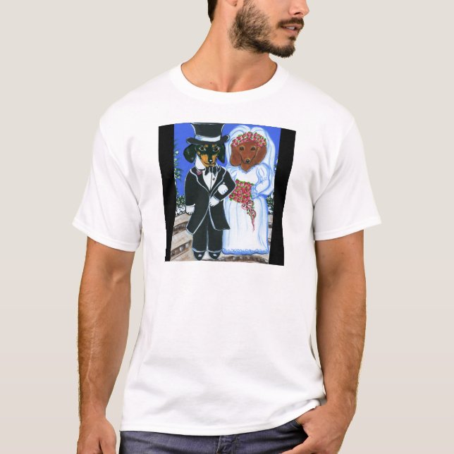 Camiseta Noivas Dachshunds (Frente)