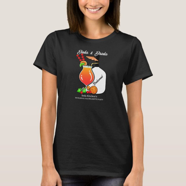 Camiseta Noivas de Pickleball Taças e Bebidas de Casamento (Frente)