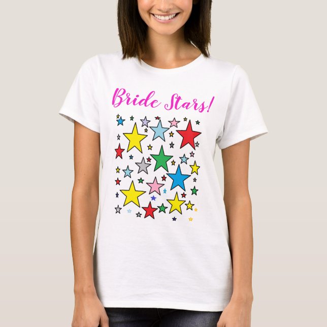 Camiseta Noivas Divertidas Melhores Damas de Honra Estrelas (Frente)