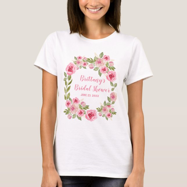 Camiseta Noivas Personalizadas Rosa Selvagem Rosas Verdejan (Frente)