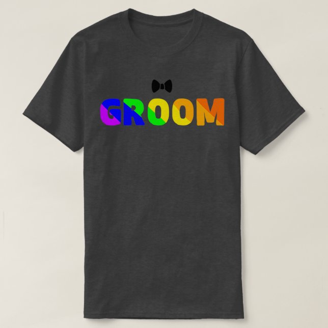 Camiseta noivo arco-íris casamento lgbtq (Frente do Design)