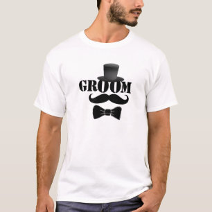 Camiseta Noivo engraçado chapéu alto e bigode