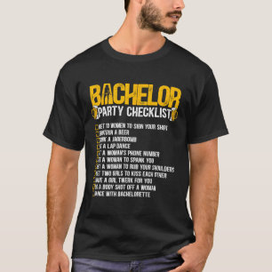 Camiseta Noivo Engraçado Lista de Verificação da Festa de D