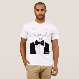 Camiseta Noivo Monograma Preto Branco Simples Moderno Solte