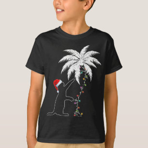 Camiseta Noivo Negro Engraçado Papai Noel Natal Havaiano Em
