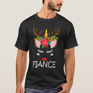 Camiseta Noivo Unicórnio Rosto Rena Flor Natal Família