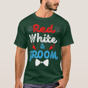 Camiseta Noivo Vermelho E Branco Divertido Festa de Casamen