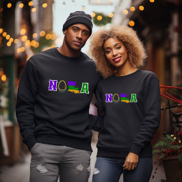 Camiseta NOLA Louisiana Mardi Gras Purple Green e ouro