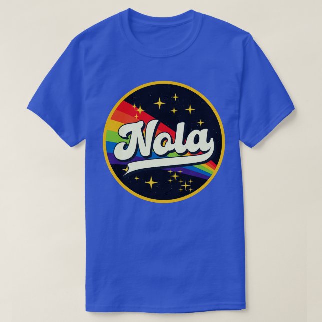 Camiseta Nola Rainbow No Space Vintage Style (Frente do Design)