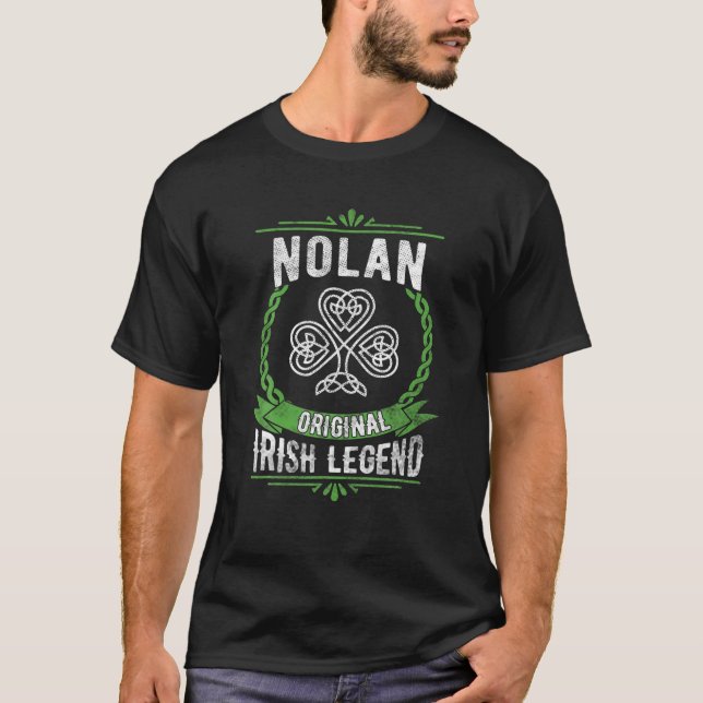Camiseta Nolan Name Irish Legend Shamrock Green St. Patrick (Frente)