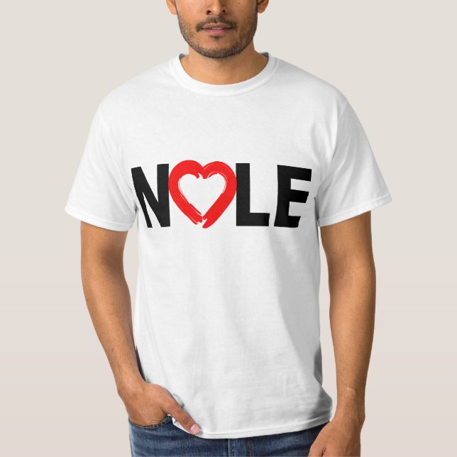 Camiseta NOLE com coração no camiseta, canecas, bonés (Frente)