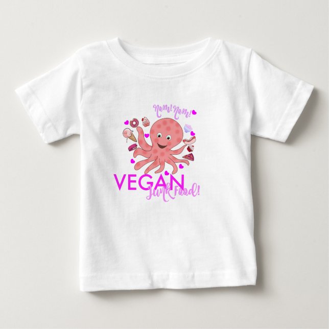 Camiseta NOM NOM VEGAN JUNK COMIDA badejo T (Frente)