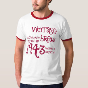 Camiseta nome 1943 da fermentação do vintage do presente 