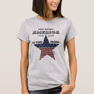 Camiseta Nome 250º Feliz Aniversário América Bandeira Fe