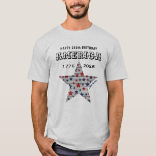 Camiseta Nome 250º Feliz Aniversário América Cinza Cinza