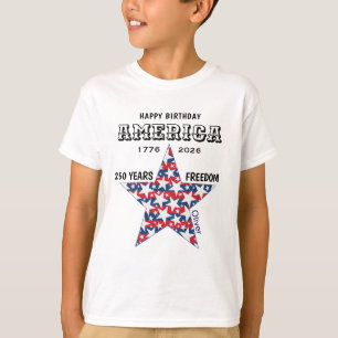 Camiseta Nome 250º Feliz Aniversário América Estrelas Ju