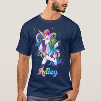 Camiseta Nome ADLEY Personalizado do Rainbow Unicorn Person