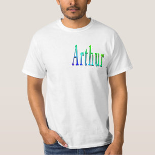Camiseta Nome Arthur com Desenho Verde e Azul,
