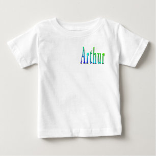Camiseta Nome Arthur com Desenho Verde e Azul,