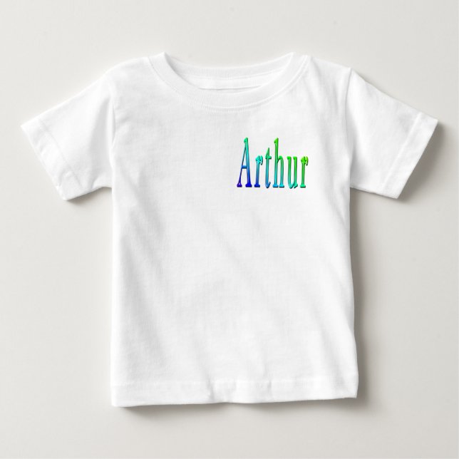 Camiseta Nome Arthur com Desenho Verde e Azul, (Frente)
